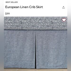 Pottery Barn Kids European Linen Crib Skirt Indigo Chambray
